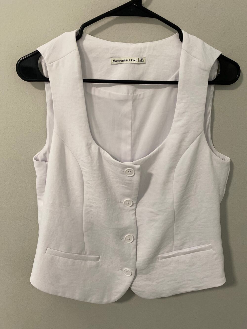 Abercrombie & Fitch White Linen Blend Button Vest Size M - Picture 1 of 2